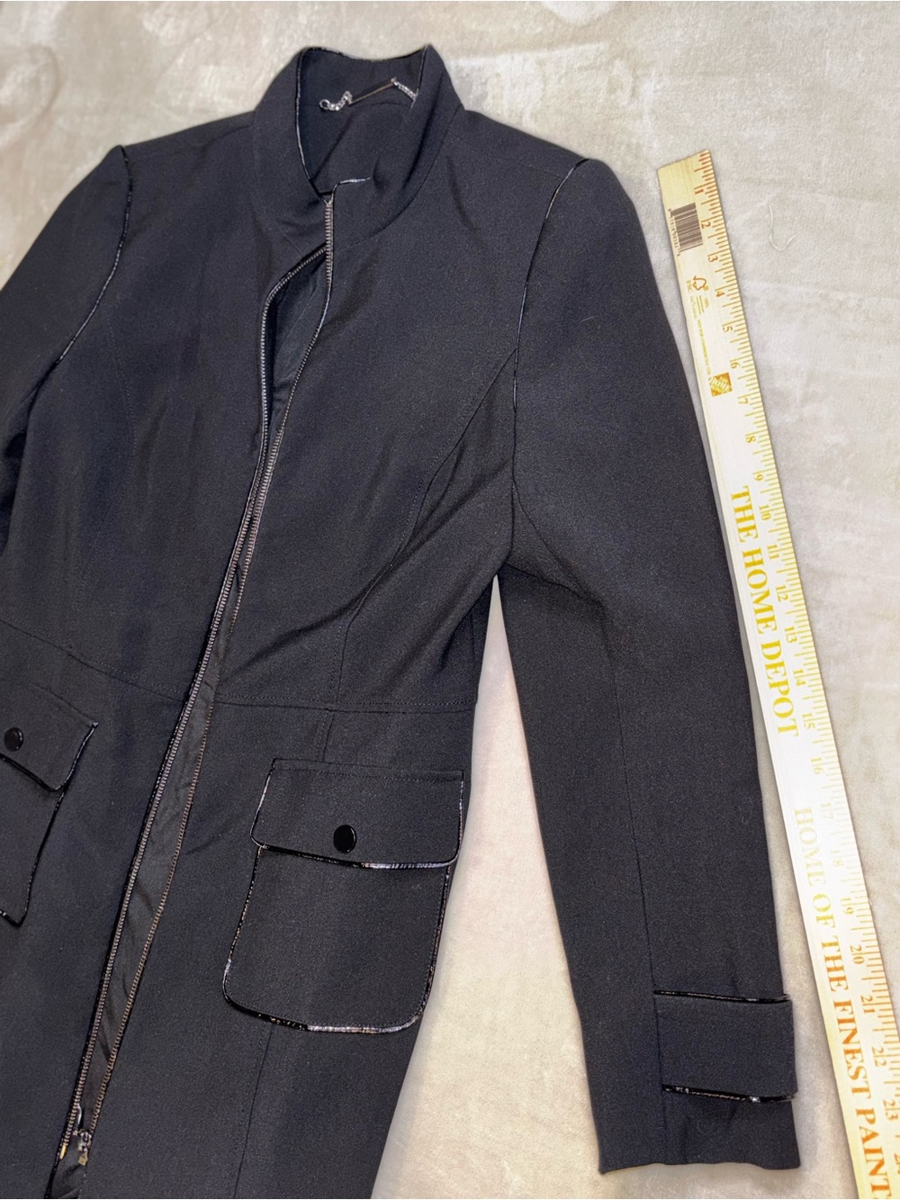 White House Black Market Black Tailored Peacoat with Zip Front